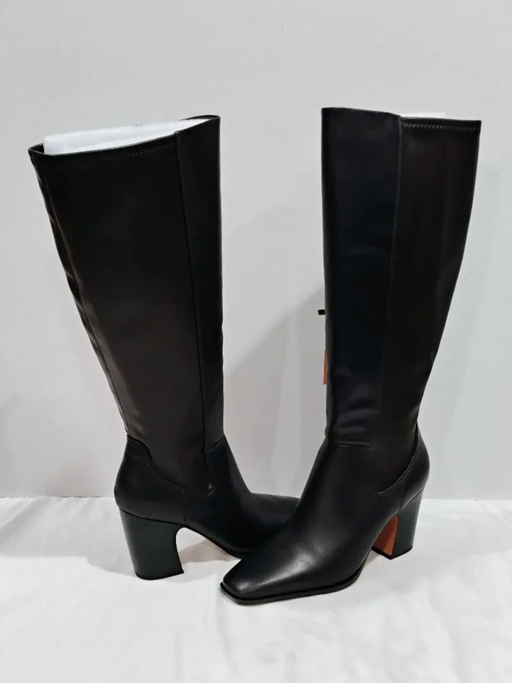 Franco Sarto Womens Jonie Square Toe Zip Tall Brown Leather Boots 10 M Wide Calf